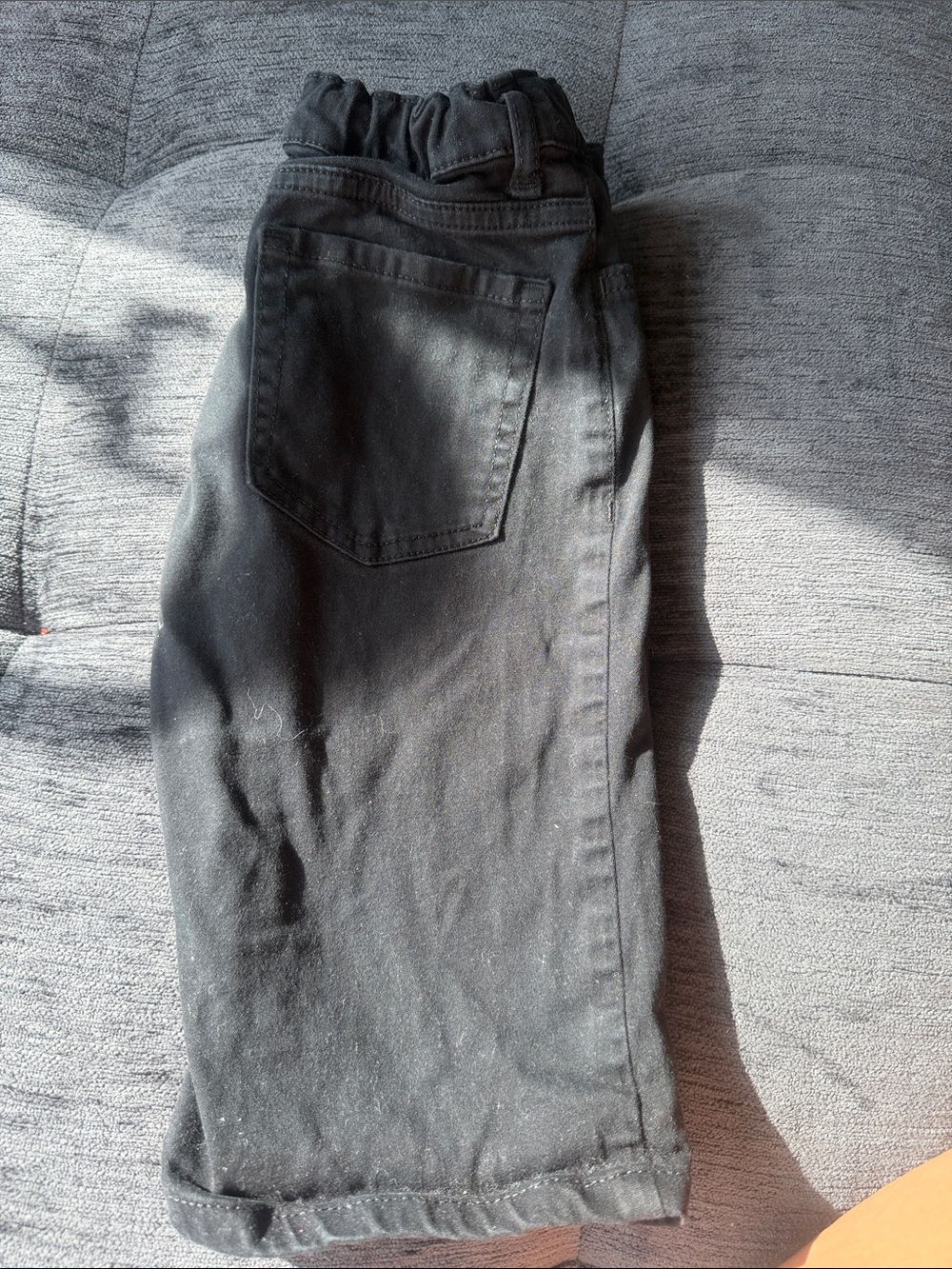 Black Elastic-Waist Jeans